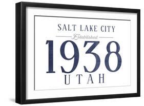 Salt Lake City, Utah - Established Date (Blue)-Lantern Press-Framed Art Print