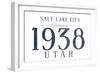 Salt Lake City, Utah - Established Date (Blue)-Lantern Press-Framed Art Print