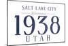 Salt Lake City, Utah - Established Date (Blue)-Lantern Press-Mounted Art Print