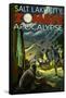 Salt Lake City, Utah - Mormon Zombie Apocalypse-Lantern Press-Framed Stretched Canvas