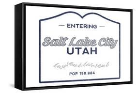 Salt Lake City, Utah - Now Entering (Blue)-Lantern Press-Framed Stretched Canvas