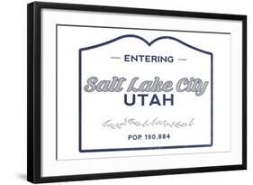 Salt Lake City, Utah - Now Entering (Blue)-Lantern Press-Framed Art Print