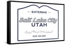 Salt Lake City, Utah - Now Entering (Blue)-Lantern Press-Framed Stretched Canvas