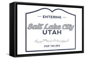 Salt Lake City, Utah - Now Entering (Blue)-Lantern Press-Framed Stretched Canvas