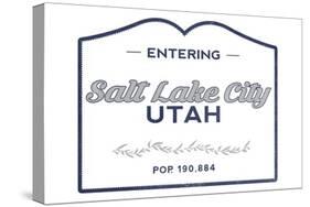 Salt Lake City, Utah - Now Entering (Blue)-Lantern Press-Stretched Canvas