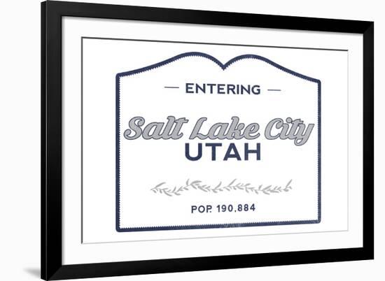 Salt Lake City, Utah - Now Entering (Blue)-Lantern Press-Framed Premium Giclee Print