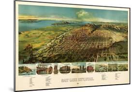 Salt Lake City, Utah - Panoramic Map-Lantern Press-Mounted Art Print