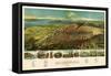 Salt Lake City, Utah - Panoramic Map-Lantern Press-Framed Stretched Canvas