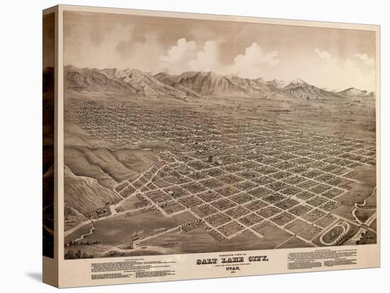 Salt Lake City, Utah - Panoramic Map-Lantern Press-Stretched Canvas