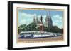 Salt Lake City, Utah - Rows of Tourbuses by the Temple-Lantern Press-Framed Art Print