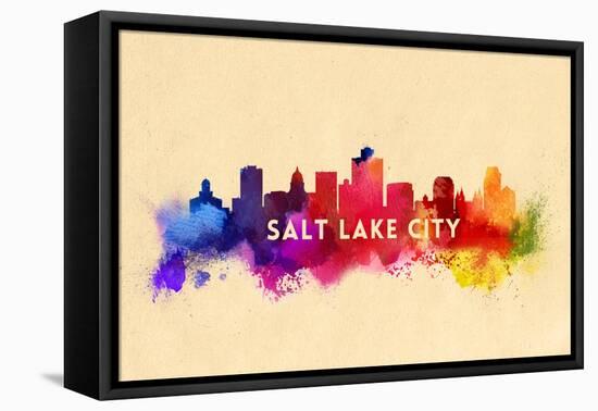 Salt Lake City, Utah - Skyline Abstract-Lantern Press-Framed Stretched Canvas