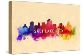 Salt Lake City, Utah - Skyline Abstract-Lantern Press-Stretched Canvas