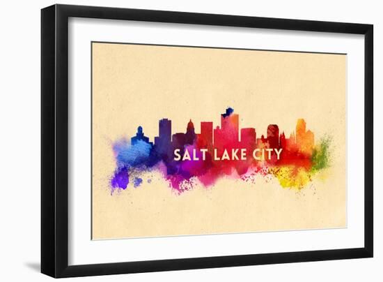 Salt Lake City, Utah - Skyline Abstract-Lantern Press-Framed Art Print