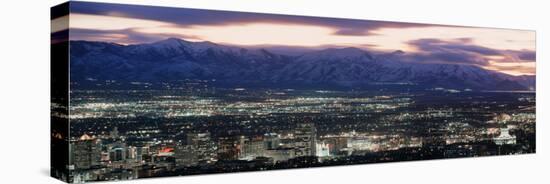 Salt Lake City,Utah Skyline at Night-null-Stretched Canvas