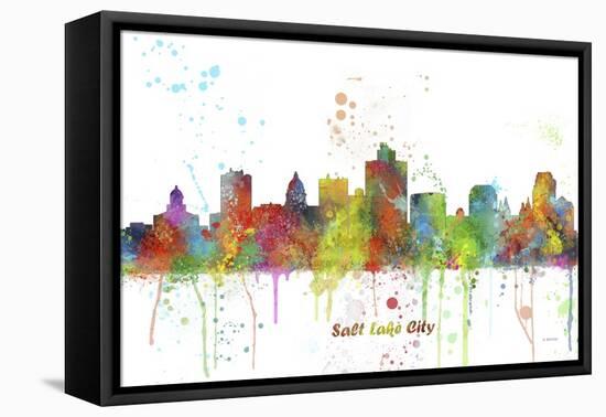 Salt Lake City Utah Skyline MCLR 1-Marlene Watson-Framed Stretched Canvas