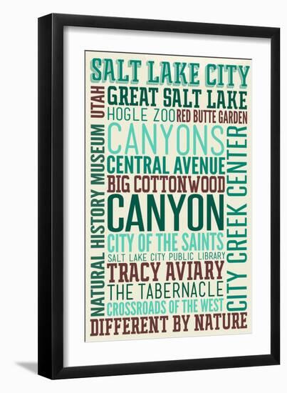 Salt Lake City, Utah - Typography-Lantern Press-Framed Art Print