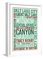 Salt Lake City, Utah - Typography-Lantern Press-Framed Art Print