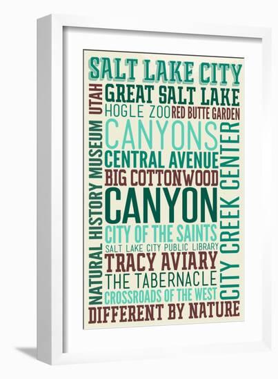 Salt Lake City, Utah - Typography-Lantern Press-Framed Art Print