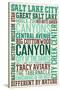 Salt Lake City, Utah - Typography-Lantern Press-Stretched Canvas