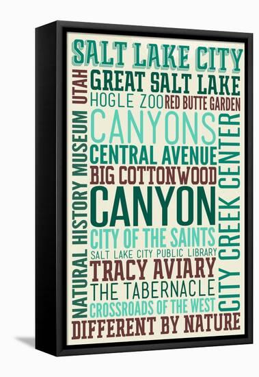 Salt Lake City, Utah - Typography-Lantern Press-Framed Stretched Canvas