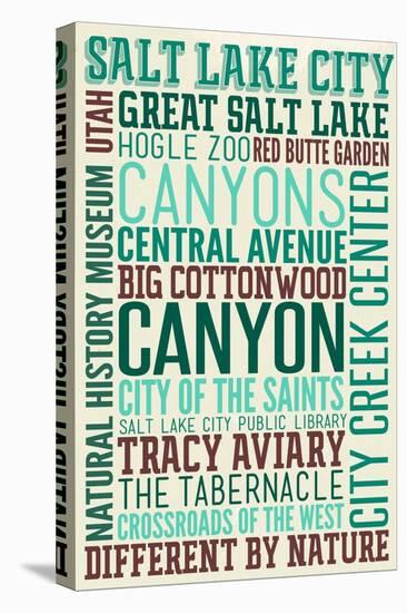 Salt Lake City, Utah - Typography-Lantern Press-Stretched Canvas