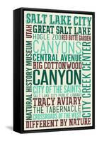 Salt Lake City, Utah - Typography-Lantern Press-Framed Stretched Canvas