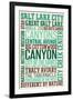 Salt Lake City, Utah - Typography-Lantern Press-Framed Art Print