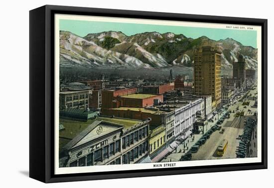 Salt Lake City, Utah - View of Main Street, c.1933-Lantern Press-Framed Stretched Canvas