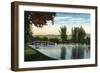 Salt Lake City, Utah - View of the Bridge across the Lake in Liberty Park, c.1919-Lantern Press-Framed Art Print