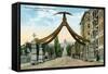 Salt Lake City, Utah, View of the Eagle Gate Facing the State Capitol Building-Lantern Press-Framed Stretched Canvas