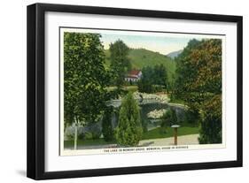 Salt Lake City, Utah - View of the Lake in Memory Grove, Memorial House in the Distance, c.1933-Lantern Press-Framed Art Print