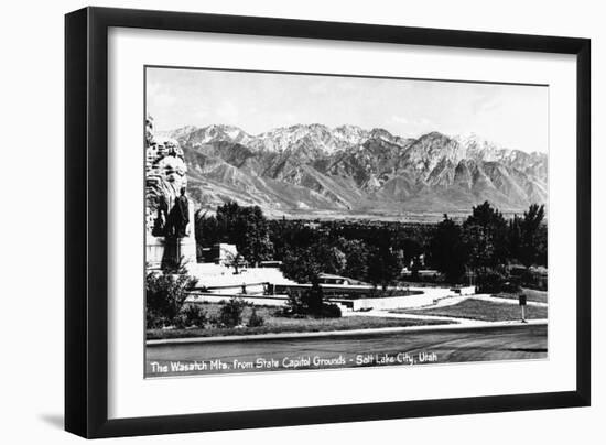 Salt Lake City, Utah, View of the Wasatch Mountains from the Capitol Grounds-Lantern Press-Framed Art Print