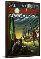 Salt Lake City, Utah - Zombie Apocalypse-Lantern Press-Framed Art Print