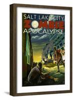 Salt Lake City, Utah - Zombie Apocalypse-Lantern Press-Framed Art Print