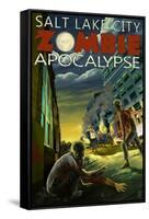 Salt Lake City, Utah - Zombie Apocalypse-Lantern Press-Framed Stretched Canvas