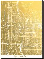 Salt Lake City-The Gold Foil Map Company-Stretched Canvas