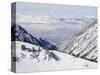 Salt Lake Valley and Fresh Powder Tracks at Alta, Alta Ski Resort, Salt Lake City, Utah, USA-Kober Christian-Stretched Canvas