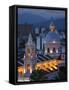 Salta Province, Salta, Plaza 9 De Julio and Cathedral, Aerial, Evening, Argentina-Walter Bibikow-Framed Stretched Canvas