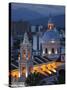 Salta Province, Salta, Plaza 9 De Julio and Cathedral, Aerial, Evening, Argentina-Walter Bibikow-Stretched Canvas