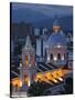 Salta Province, Salta, Plaza 9 De Julio and Cathedral, Aerial, Evening, Argentina-Walter Bibikow-Stretched Canvas