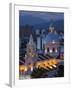 Salta Province, Salta, Plaza 9 De Julio and Cathedral, Aerial, Evening, Argentina-Walter Bibikow-Framed Photographic Print