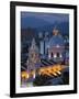 Salta Province, Salta, Plaza 9 De Julio and Cathedral, Aerial, Evening, Argentina-Walter Bibikow-Framed Photographic Print