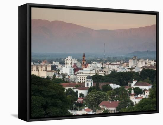 Salta Province, Salta, View from the East, Dawn, Argentina-Walter Bibikow-Framed Stretched Canvas