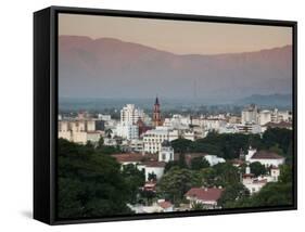 Salta Province, Salta, View from the East, Dawn, Argentina-Walter Bibikow-Framed Stretched Canvas