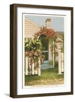 Saltbox House with Flowers, Nantucket, Massachusetts-null-Framed Art Print