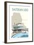 Saltdean Lido - Dave Thompson Contemporary Travel Print-Dave Thompson-Framed Giclee Print