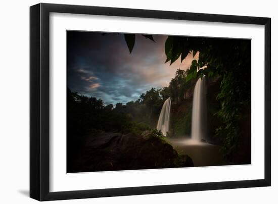 Salto Dos Hermanos Falls of the Iguazu Falls at Sunset-Alex Saberi-Framed Photographic Print