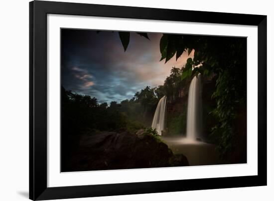 Salto Dos Hermanos Falls of the Iguazu Falls at Sunset-Alex Saberi-Framed Photographic Print