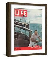 Salty Excitement of Ocean Fishing, April 7, 1961-George Silk-Framed Photographic Print