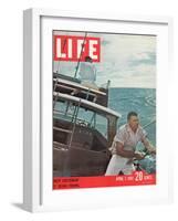 Salty Excitement of Ocean Fishing, April 7, 1961-George Silk-Framed Photographic Print